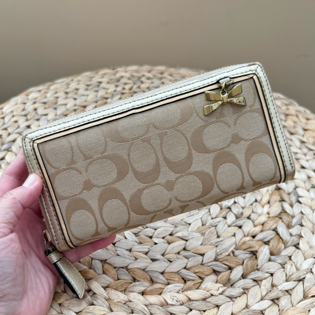Coach Canvas Monogram Full Size Continental Zip Around Wallet